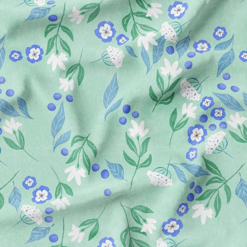 خرید اینترنتی پارچه مخمل روبالشی پارچه باما طرح گل و برگ کد 5012366