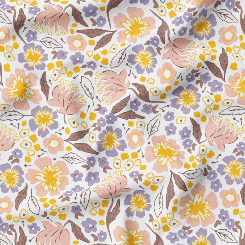 خرید آنلاین پارچه مخمل روتختی پارچه باما طرح گل و برگ کد 5012371