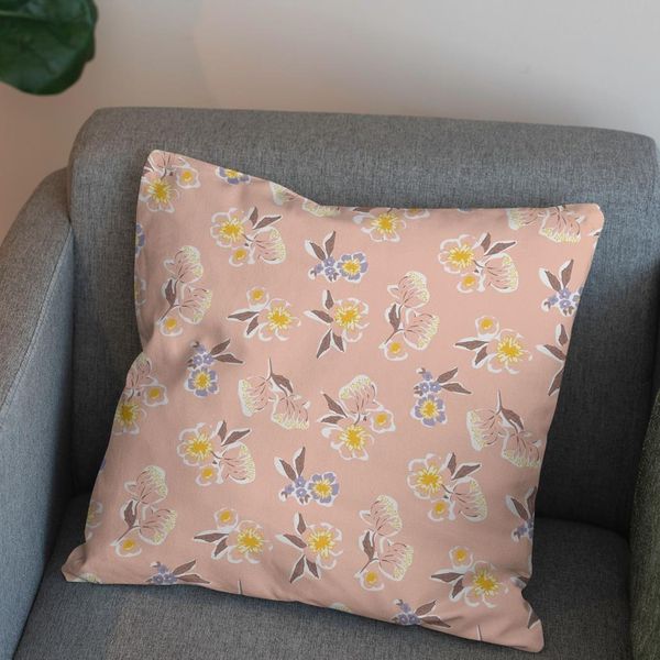 پارچه مخمل روبالشی طرح گل و برگ کد 5012374