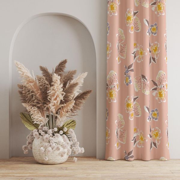 پارچه مخمل روبالشی طرح گل و برگ کد 5012374