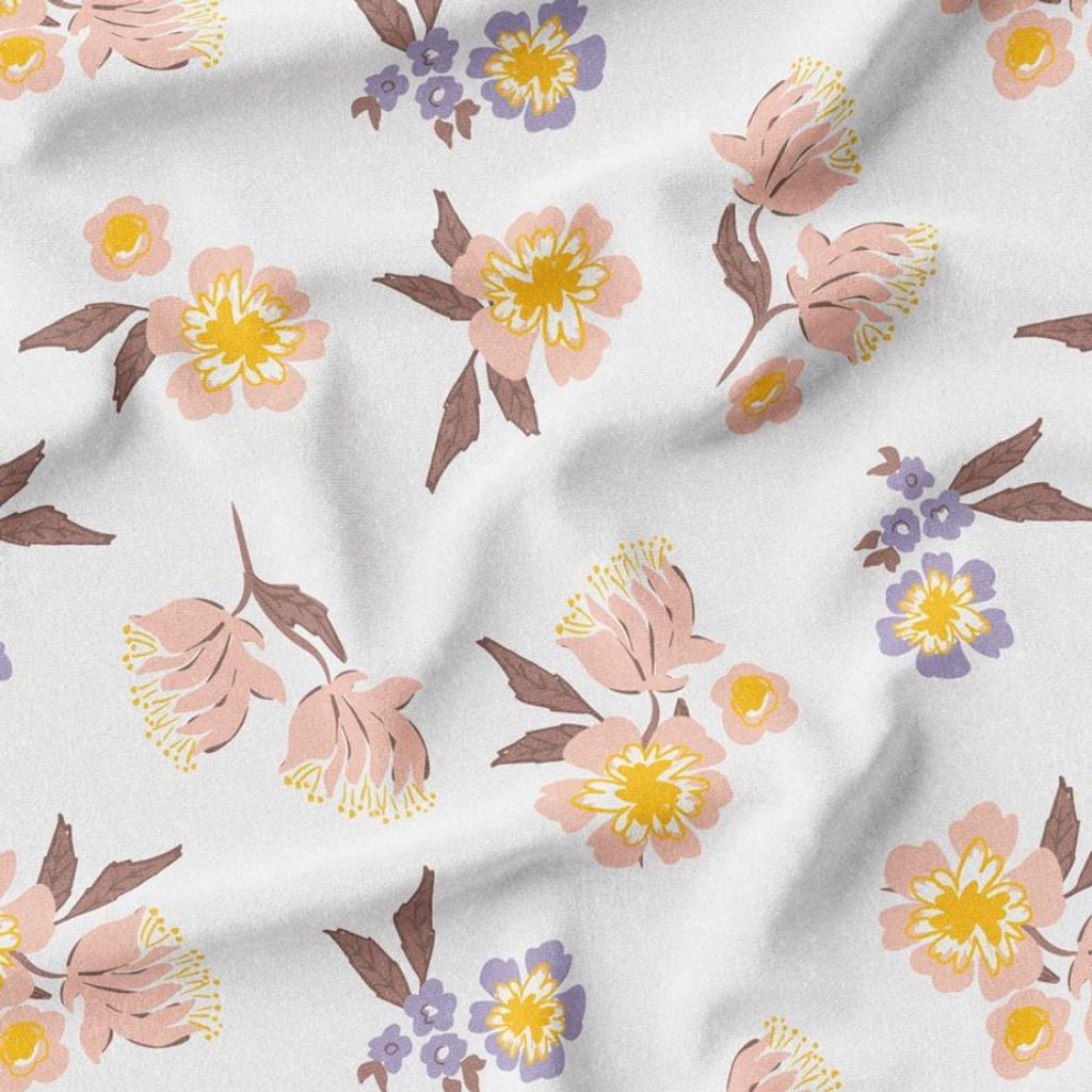 خرید اینترنتی پارچه مخمل روتختی پارچه باما طرح گل و برگ کد 5012375