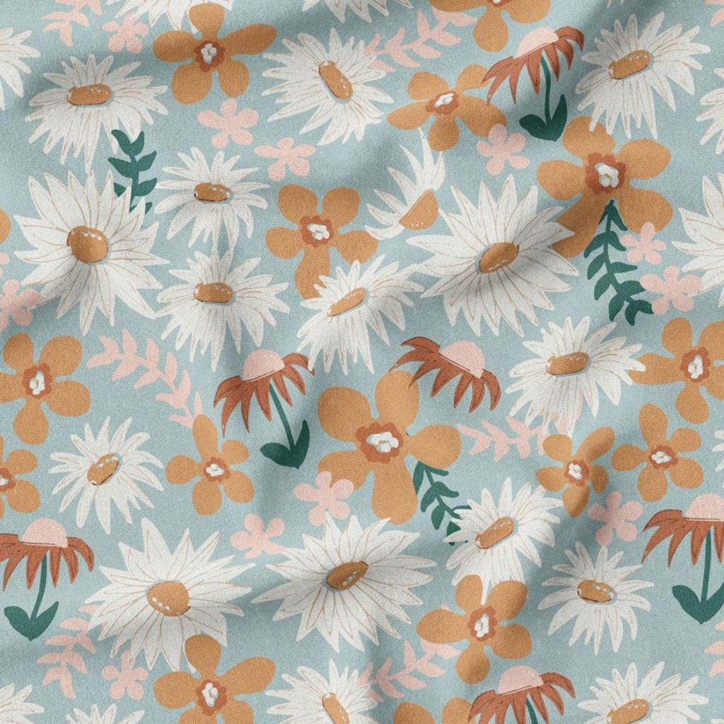 فروش اینترنتی پارچه مخمل روبالشی پارچه باما طرح گل و برگ کد 5012378