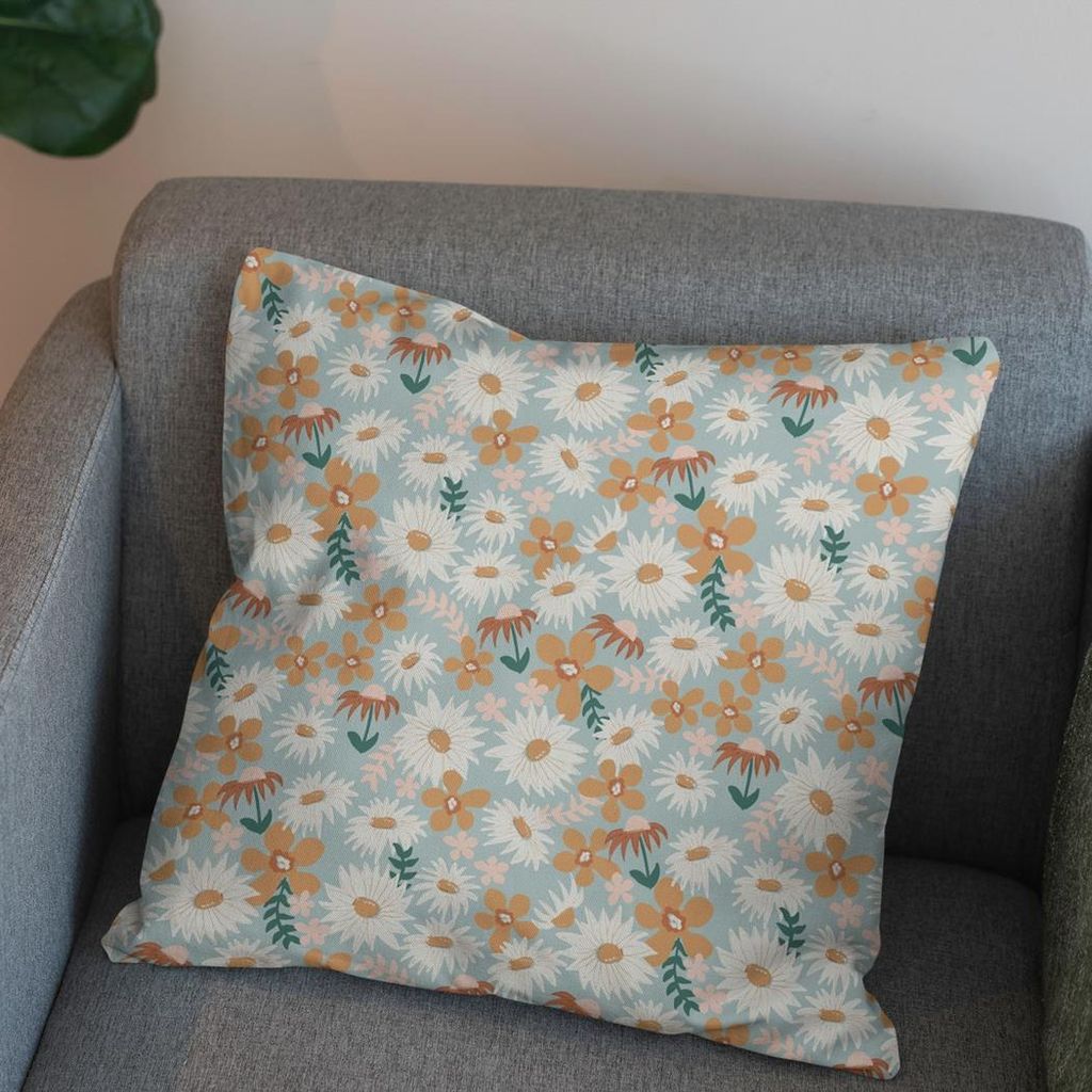 خرید اینترنتی پارچه مخمل روبالشی پارچه باما طرح گل و برگ کد 5012378