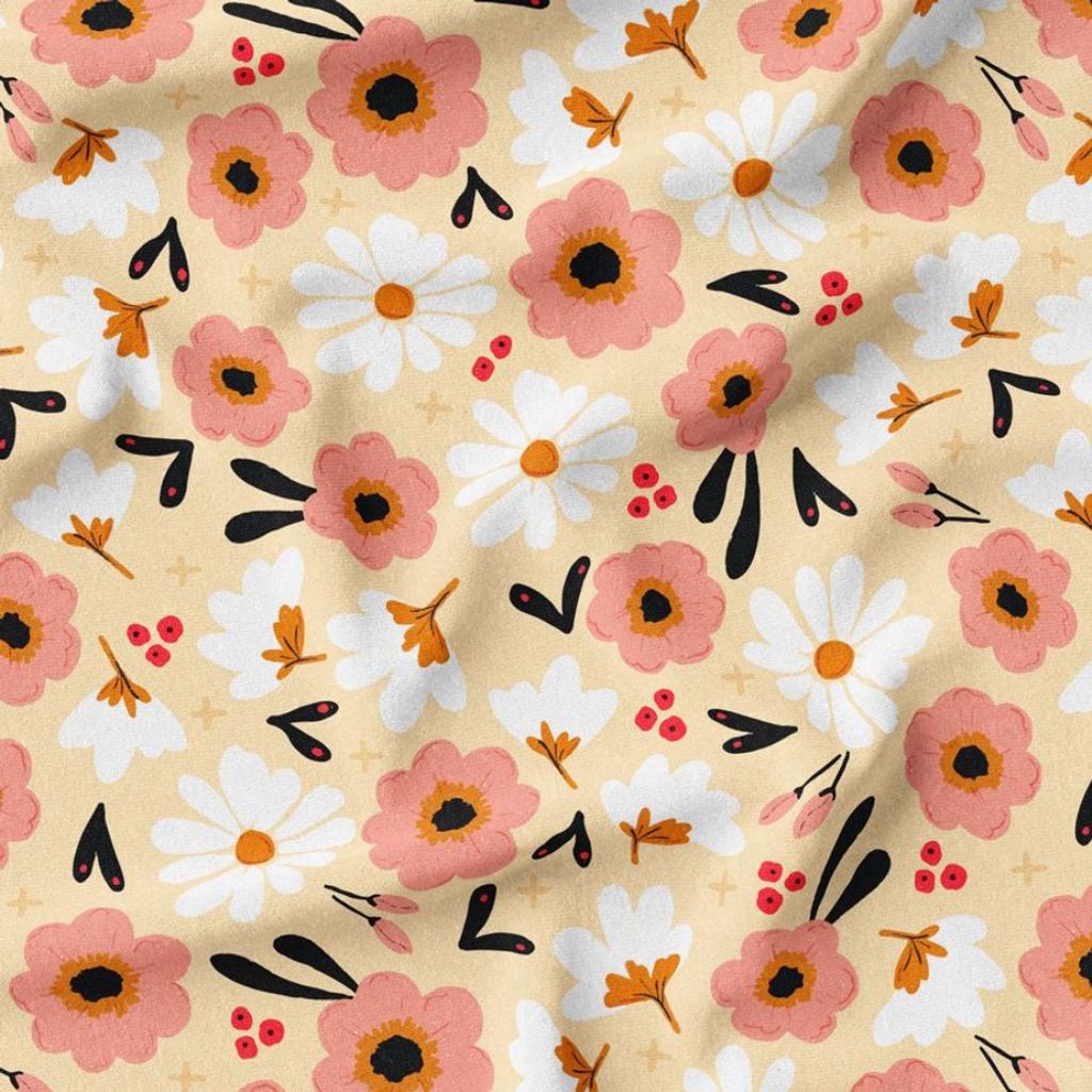 خرید آنلاین پارچه مخمل پورشه پارچه باما طرح گل و برگ کد 5012385