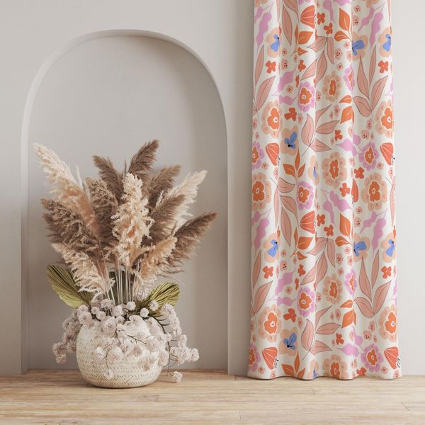 پارچه مخمل پورشه طرح گل و برگ کد 5012389