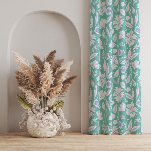 پارچه مخمل طرح گل و برگ کد 5012396