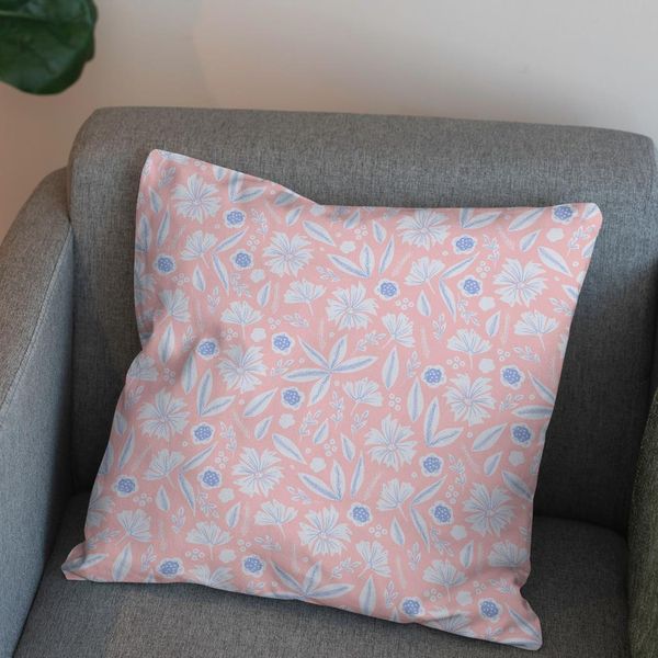 پارچه مخمل روبالشی طرح گل و برگ کد 5012398