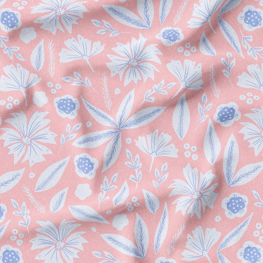 خرید اینترنتی پارچه مخمل روبالشی پارچه باما طرح گل و برگ کد 5012398