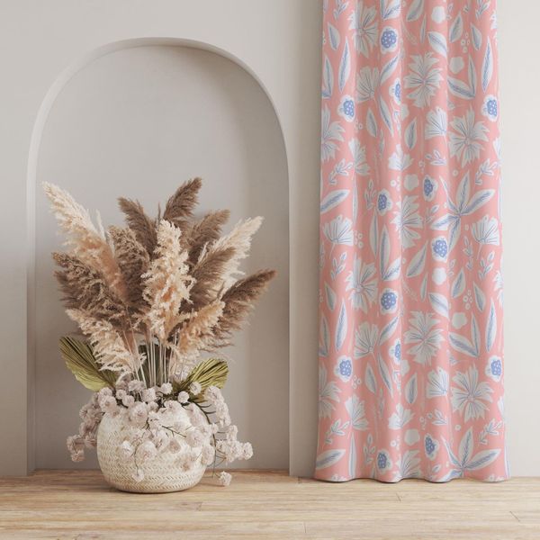 پارچه مخمل روبالشی طرح گل و برگ کد 5012398