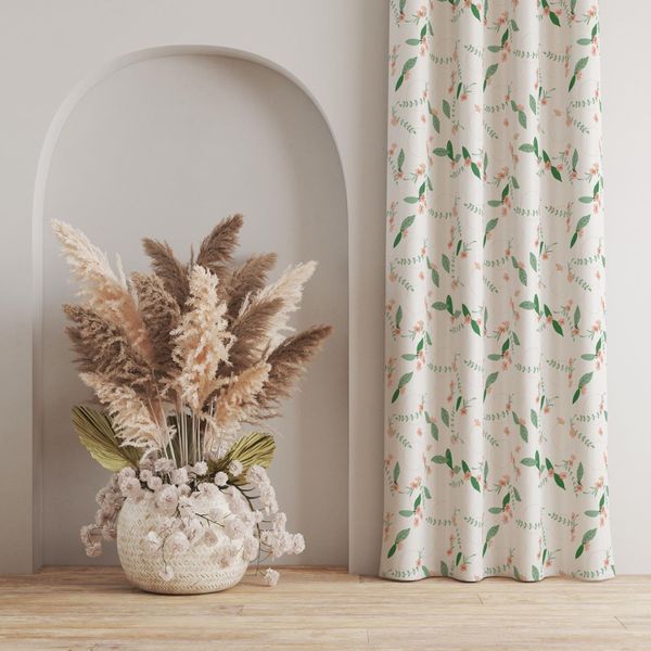 پارچه مخمل روتختی طرح گل و برگ کد 5012411