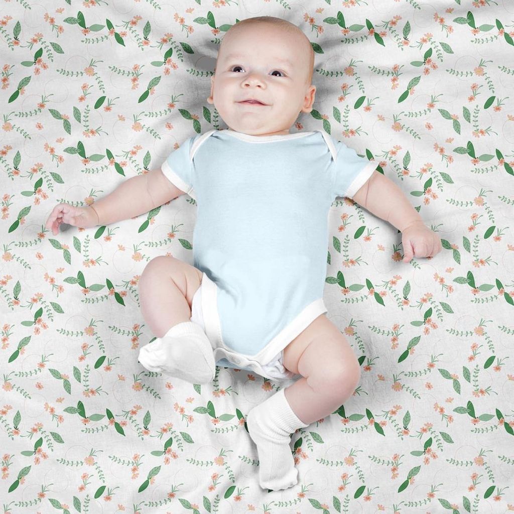 فروش اینترنتی پارچه مخمل روتختی پارچه باما طرح گل و برگ کد 5012411