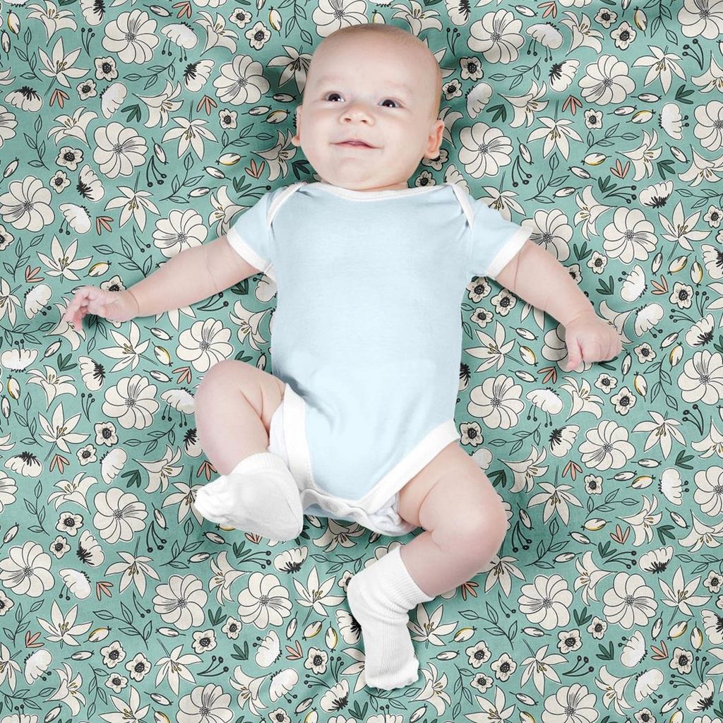 فروش اینترنتی پارچه مخمل روبالشی پارچه باما طرح گل و برگ کد 5012434