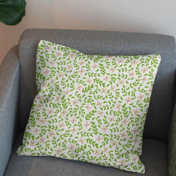 پارچه مخمل روبالشی طرح گل و برگ کد 5012486