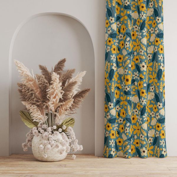 پارچه مخمل پورشه طرح گل و برگ کد 5012493