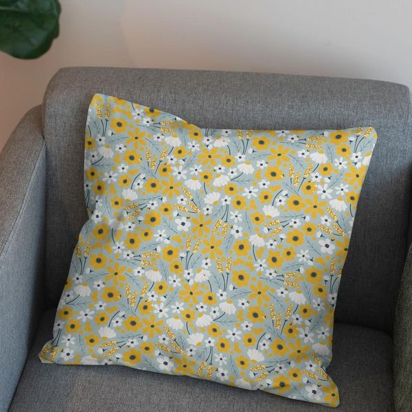 پارچه مخمل روبالشی طرح گل و برگ کد 5012494