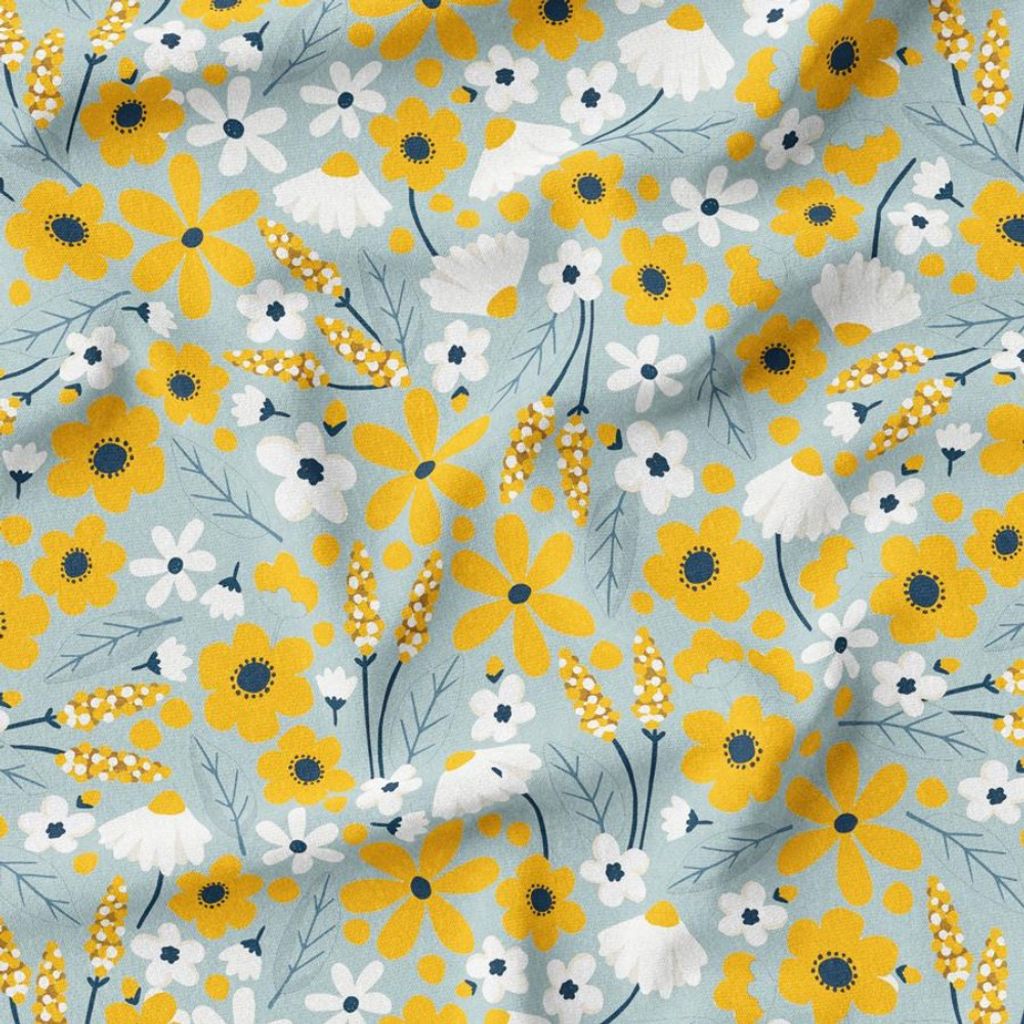 خرید آنلاین پارچه مخمل روبالشی پارچه باما طرح گل و برگ کد 5012494