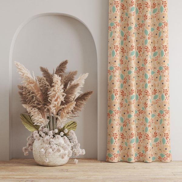 پارچه مخمل پورشه طرح گل و برگ کد 5012501