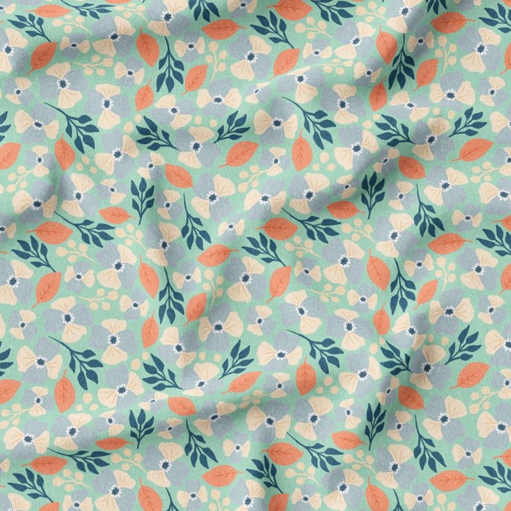 خرید آنلاین پارچه مخمل روبالشی پارچه باما طرح گل و برگ کد 5012502