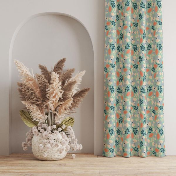 پارچه مخمل روبالشی طرح گل و برگ کد 5012502