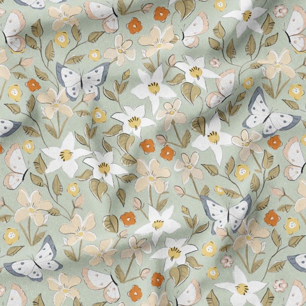 خرید اینترنتی پارچه مخمل روبالشی پارچه باما طرح گل و برگ کد 5012510