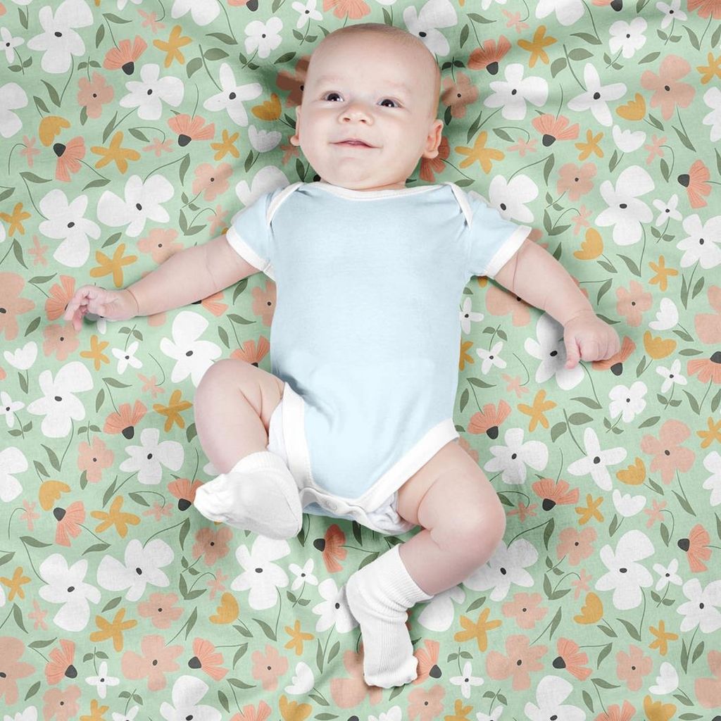 خرید اینترنتی پارچه مخمل روبالشی پارچه باما طرح گل و برگ کد 5012514