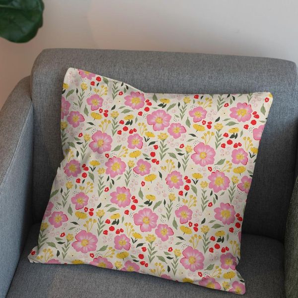 پارچه مخمل روبالشی طرح گل و برگ کد 5012538