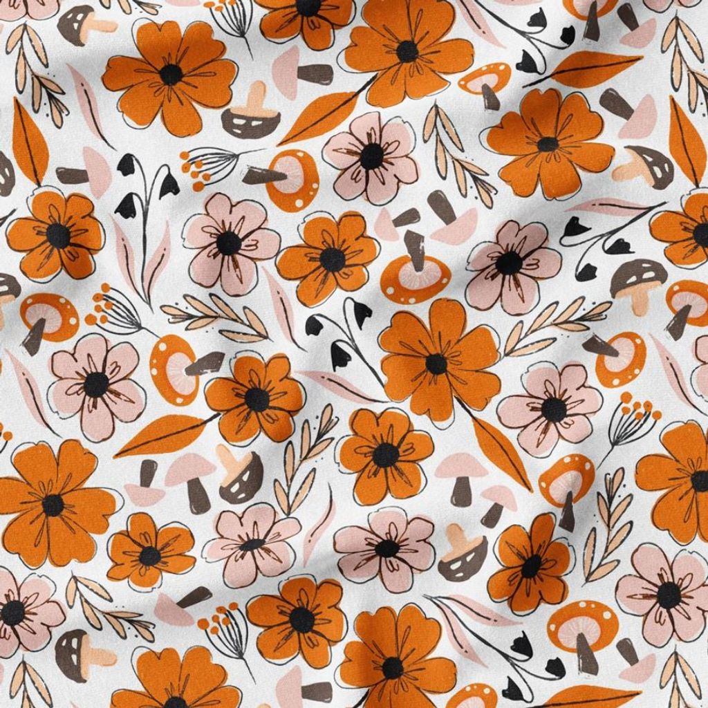 خرید اینترنتی پارچه مخمل روبالشی پارچه باما طرح گل و برگ کد 5012542