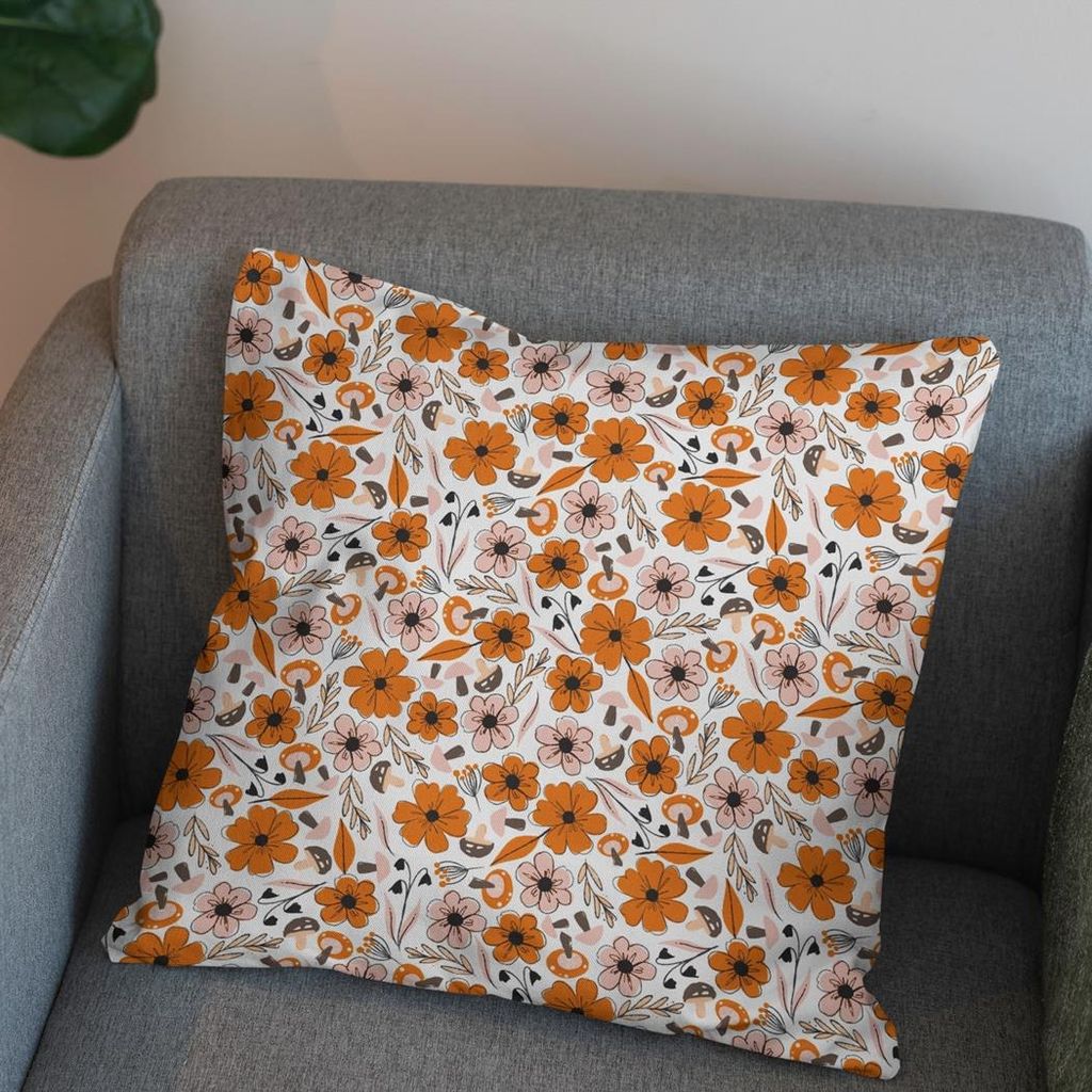 فروش اینترنتی پارچه مخمل روبالشی پارچه باما طرح گل و برگ کد 5012542