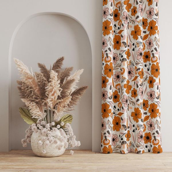 پارچه مخمل روبالشی طرح گل و برگ کد 5012542