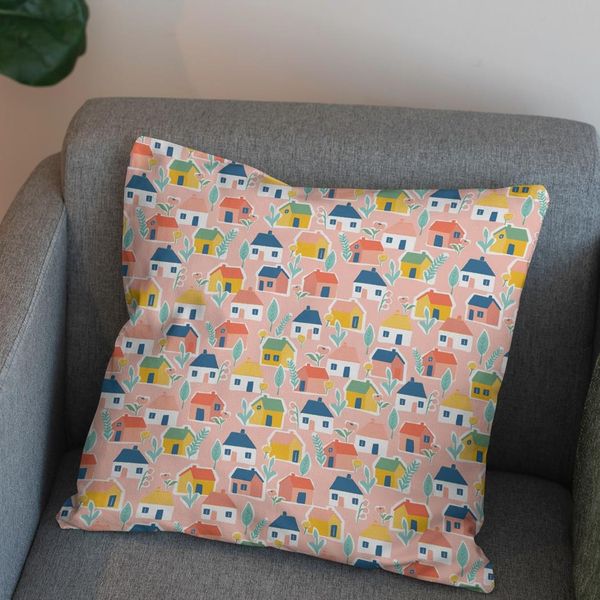 پارچه مخمل روبالشی طرح گل و برگ کد 5012550