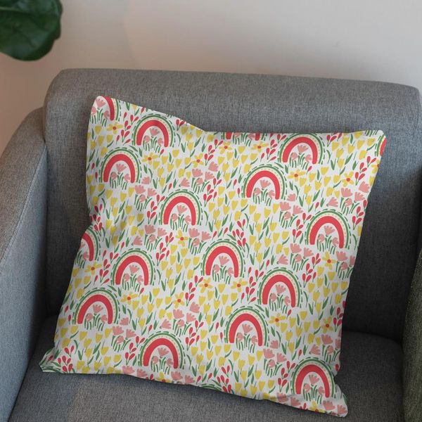 پارچه مخمل روبالشی طرح گل و برگ کد 5012574