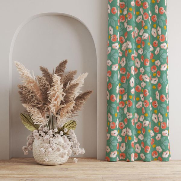 پارچه مخمل پورشه طرح گل و برگ کد 5012577