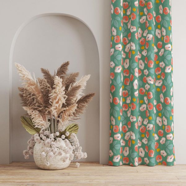 پارچه مخمل پورشه طرح گل و برگ کد 5012577