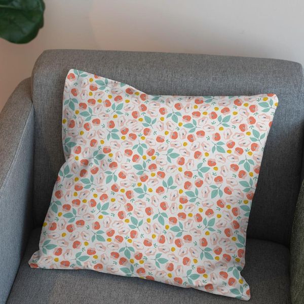 پارچه مخمل روبالشی طرح گل و برگ کد 5012578