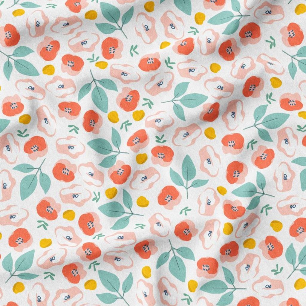 خرید آنلاین پارچه مخمل روبالشی پارچه باما طرح گل و برگ کد 5012578