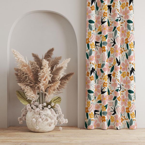 پارچه مخمل پورشه طرح گل و برگ کد 5012585