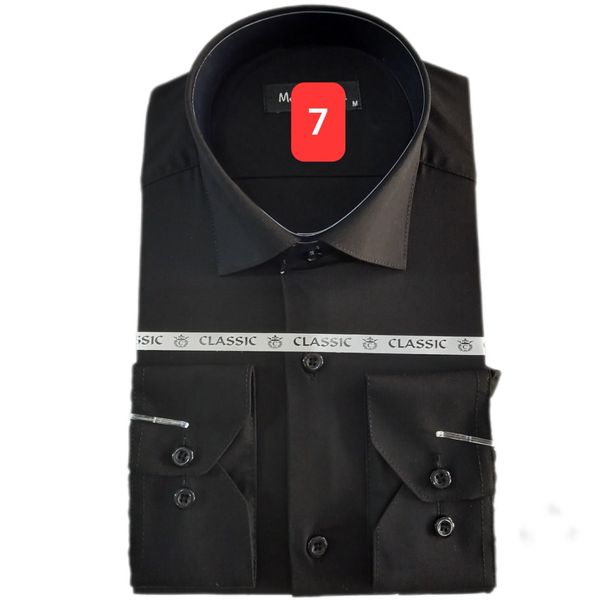 پیراهن تترون کلاسیک مردانه سفید و مشکی