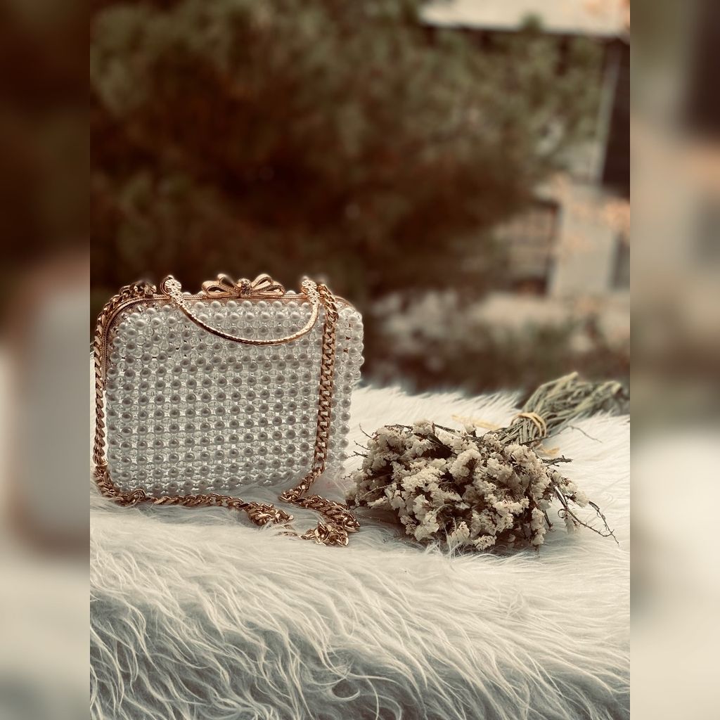 خرید اینترنتی کیف مروارید بافی مدل نیلا