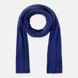 شال بافت زنانه مدل طرح دار رنگ آبی کاربنی