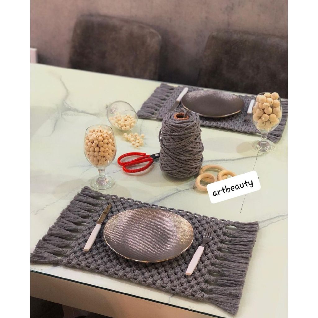 خرید اینترنتی زیربشقابی مستطیل مکرومه مدل مهمونی