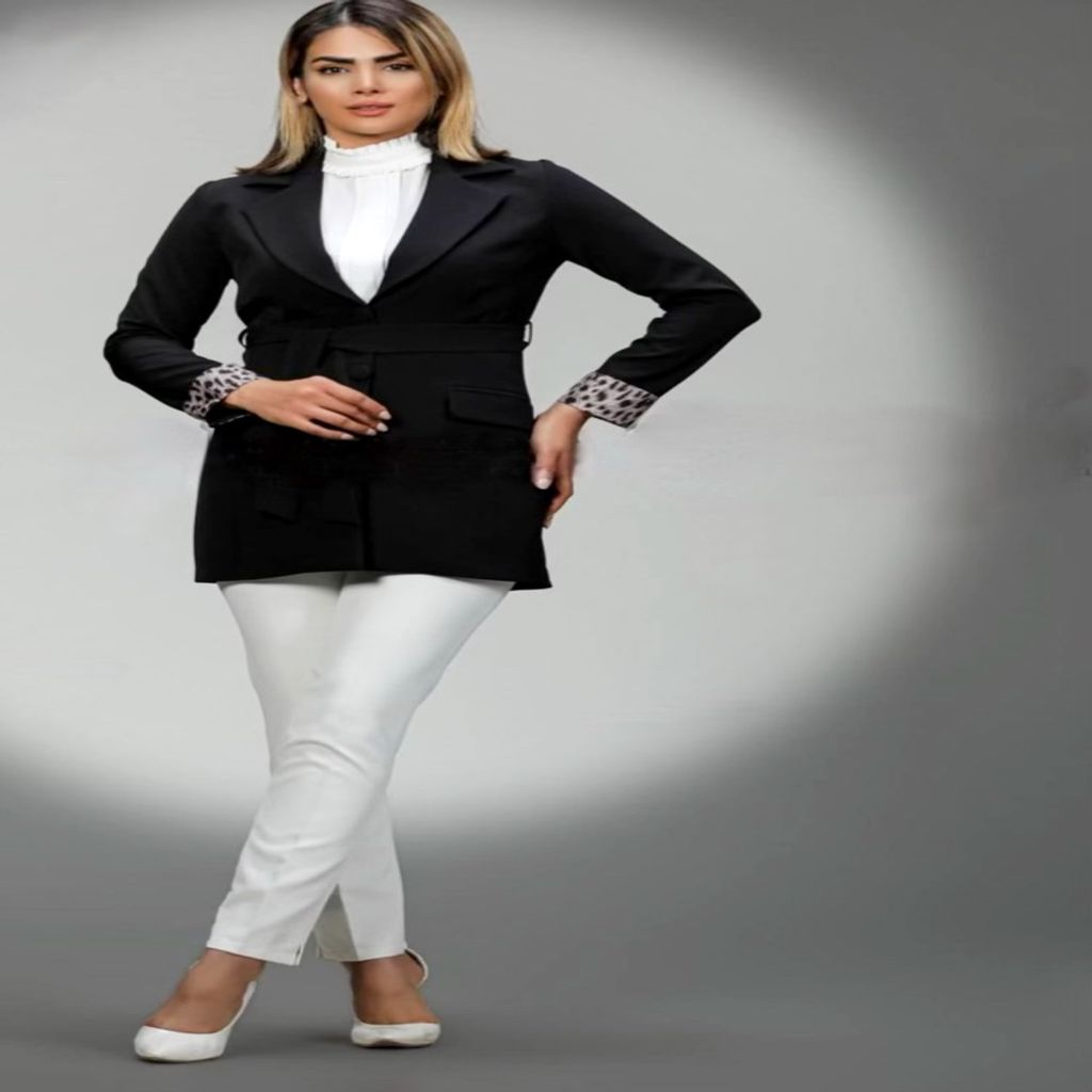 خرید آنلاین مانتو کتی مازراتی مجلسی سر آستین پلنگی زنانه