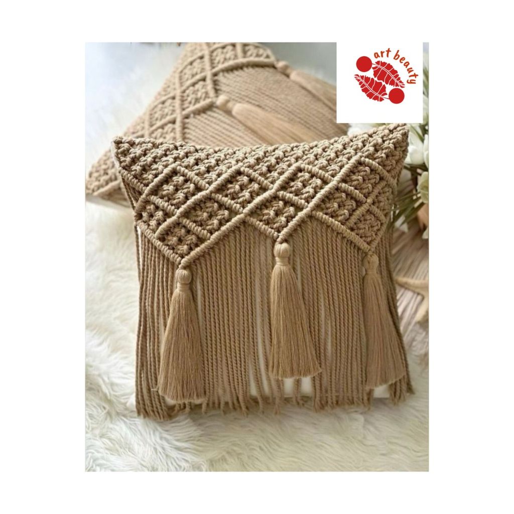 فروش اینترنتی کاور کوسن مکرومه بافی طرح لیلی