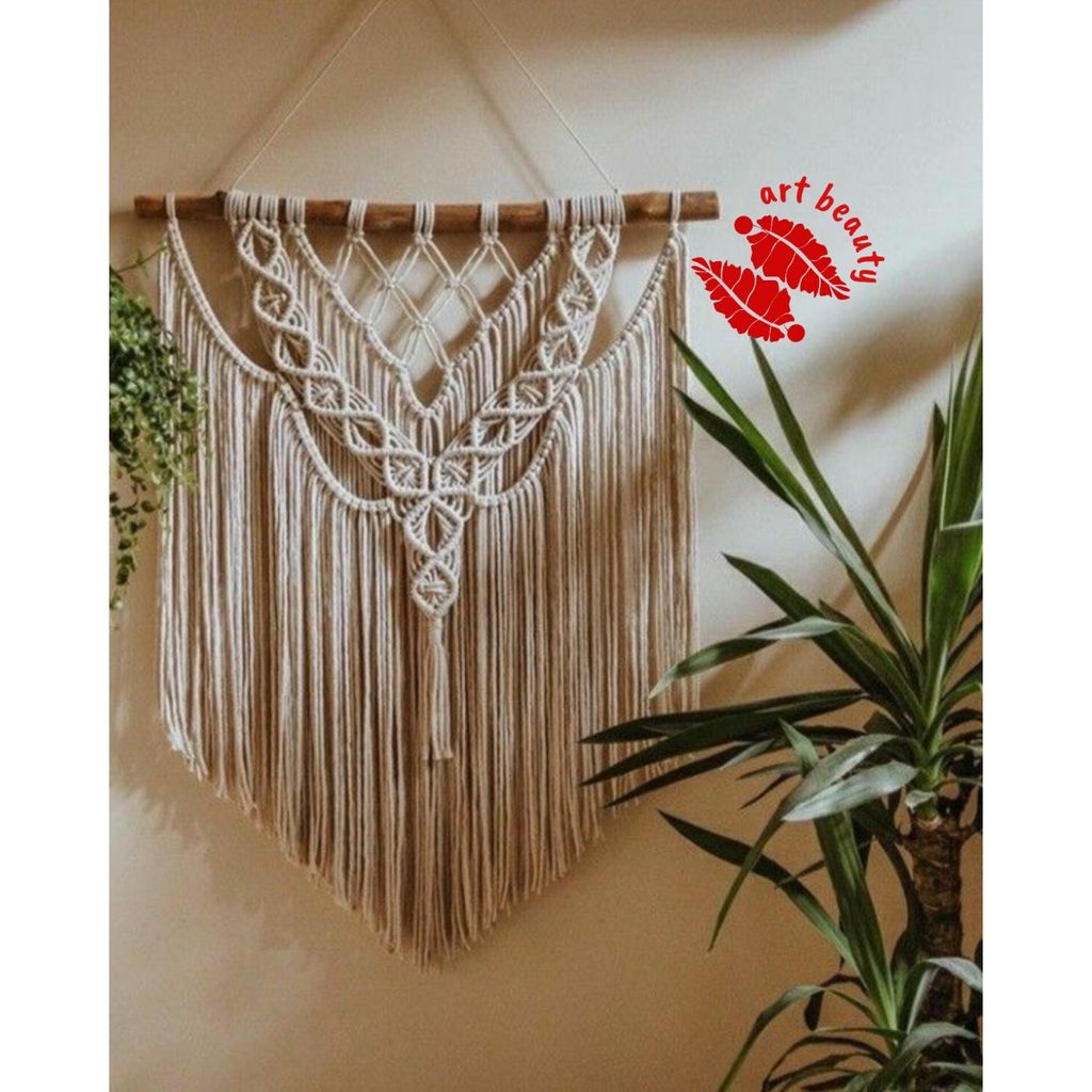 خرید اینترنتی دیوارکوب آویز مکرومه بافی دکوراتیو مدل هیوا