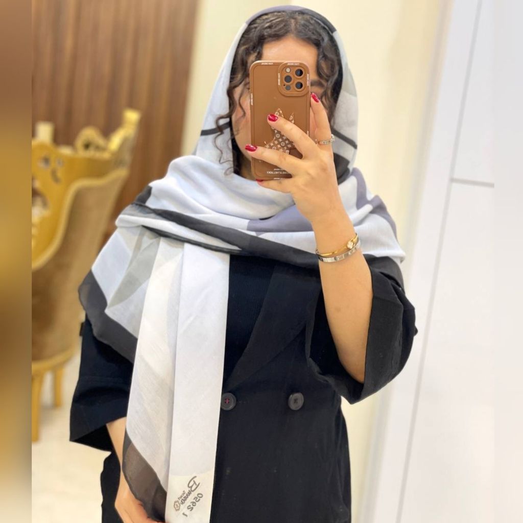 خرید آنلاین روسری نخ پنبه دوردوخت طرح شنل