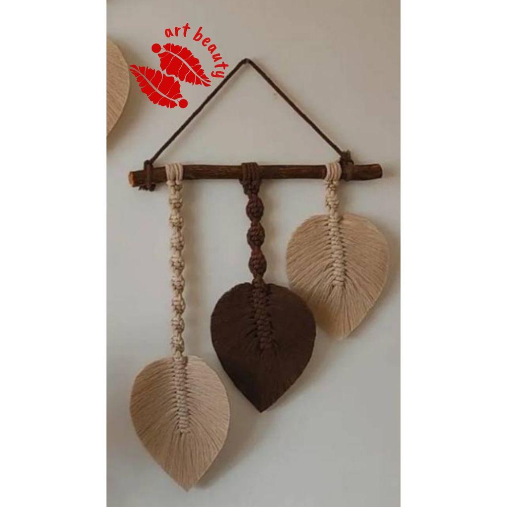 خرید اینترنتی دیوارکوب سه برگ مکرومه طرح سبلان برند آرت بیوتی
