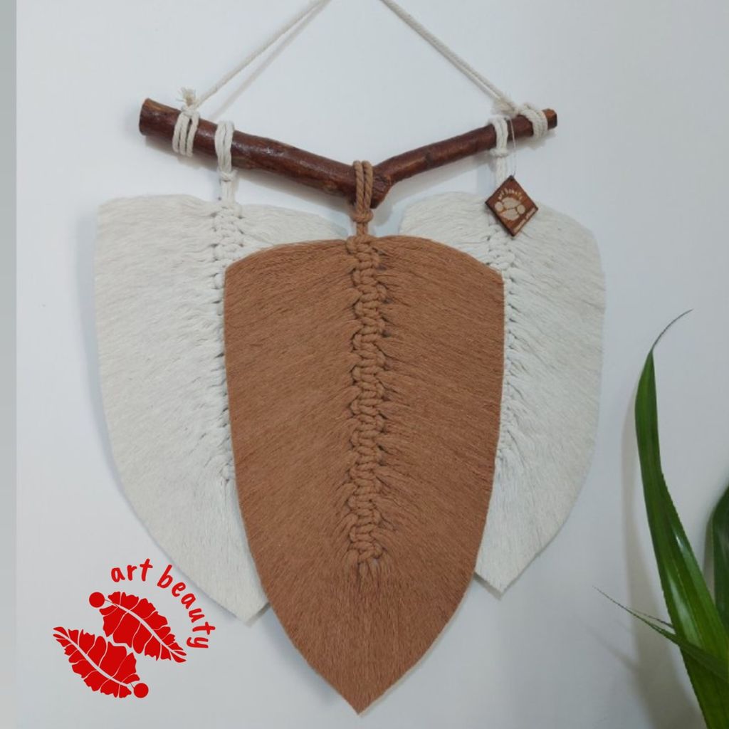 خرید اینترنتی دیوارکوب سه برگ مکرومه فانتزی طرح رامش