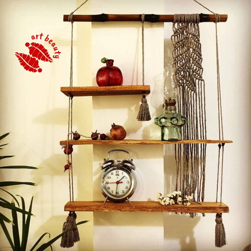 فروش اینترنتی شلف چوبی مکرومه بافی طرح انار