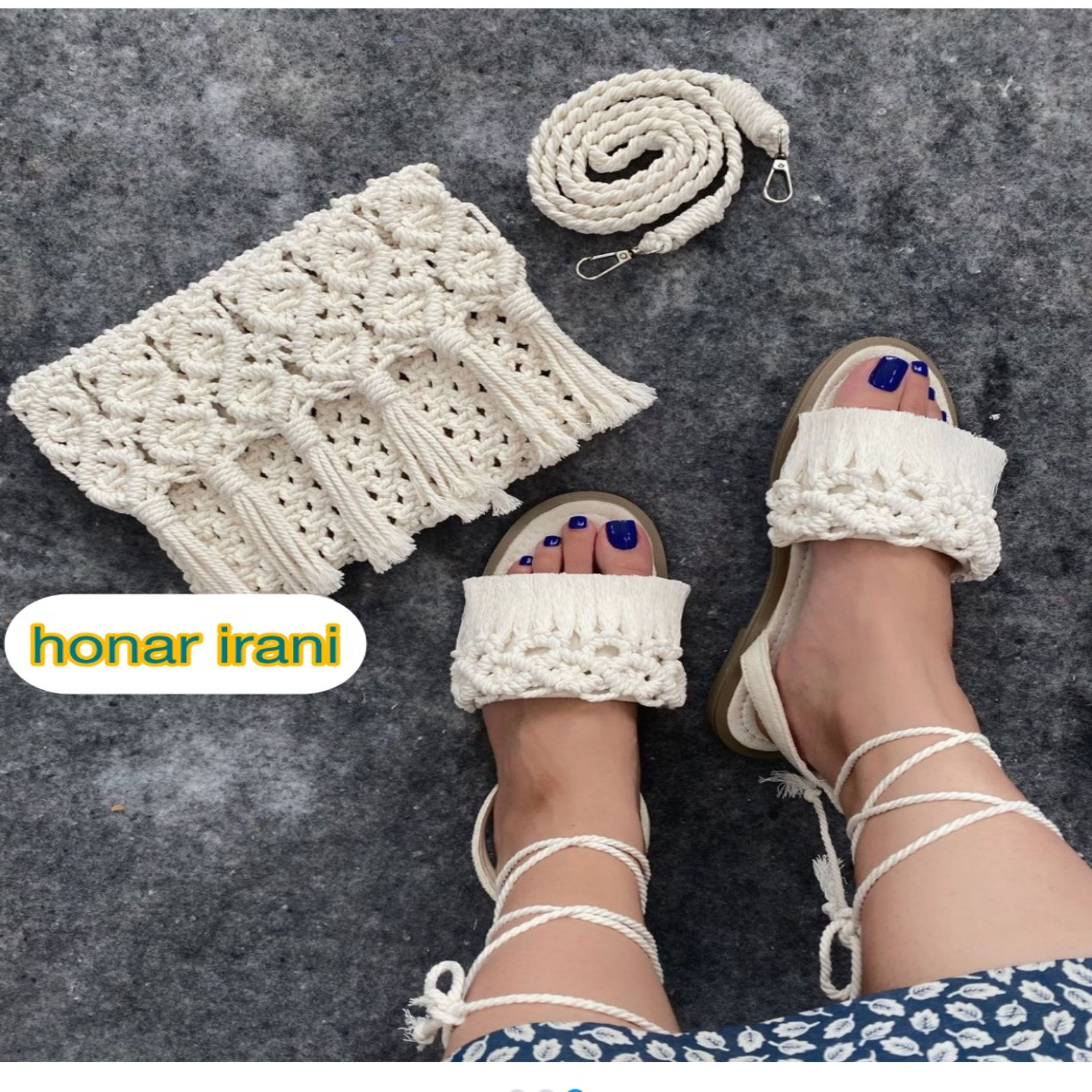 فروش اینترنتی ست کیف و صندل مکرومه زنانه