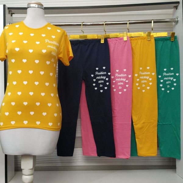 ست تیشرت و شلوار چاپ قلب کد 348