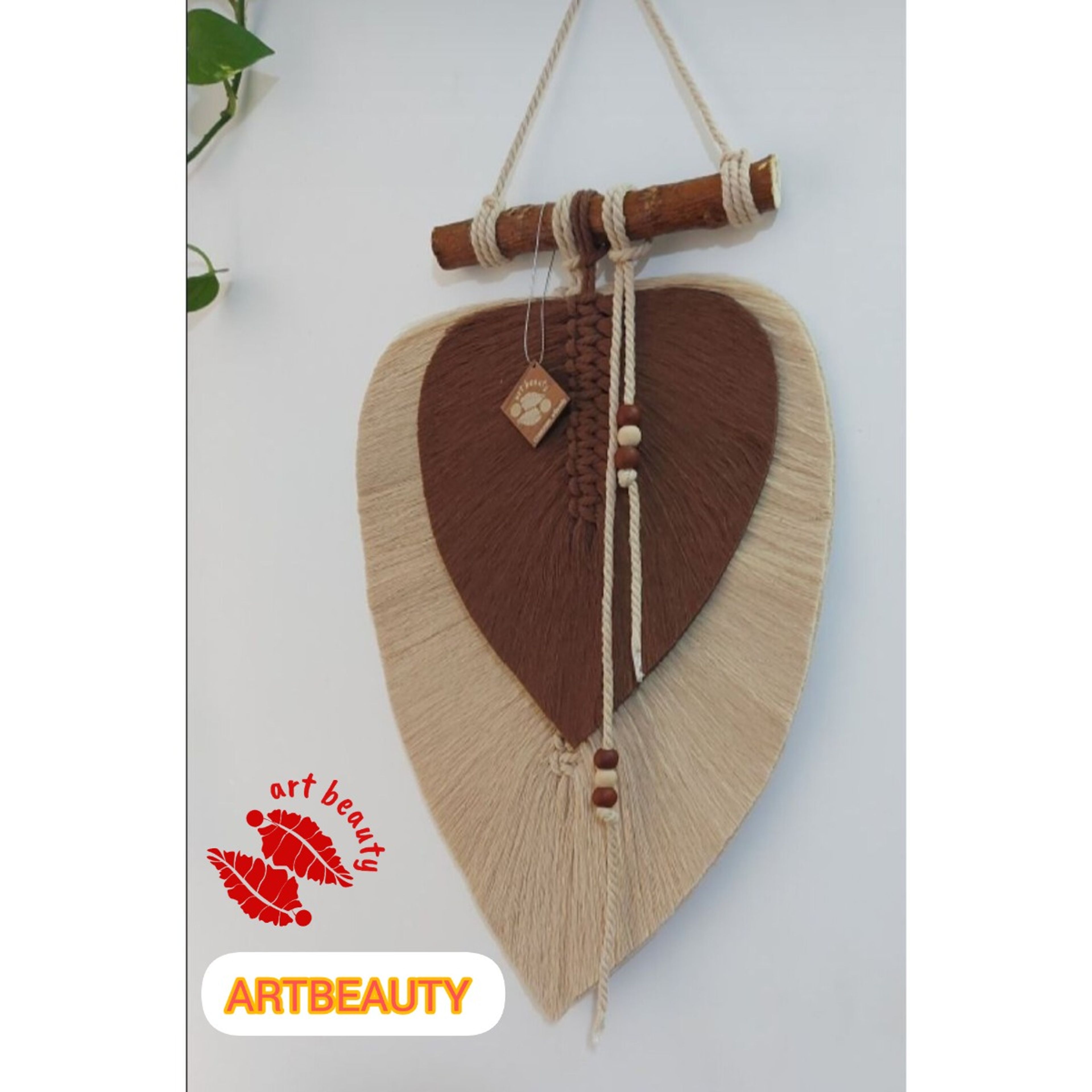 خرید اینترنتی دیوارکوب دو برگ مکرومه بافی طرح چرچیل